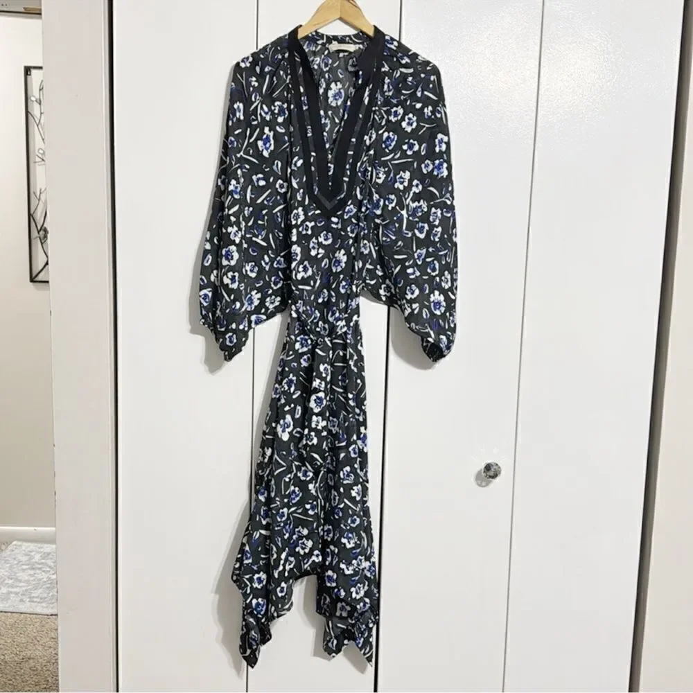 Tory Burch Puffed Sleeve Printed Tunic Dress Size L